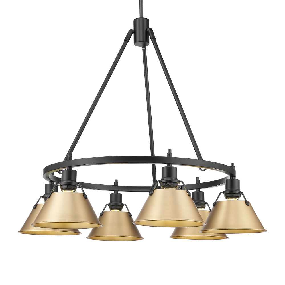 Yep by Golden Lighting Orwell 6-light Chandelier in Matte Black and Brushed Champagne Brass shade
